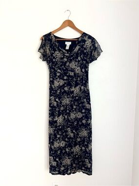 Vintage Liz Claiborne Flutter Sleeve Floral Dress